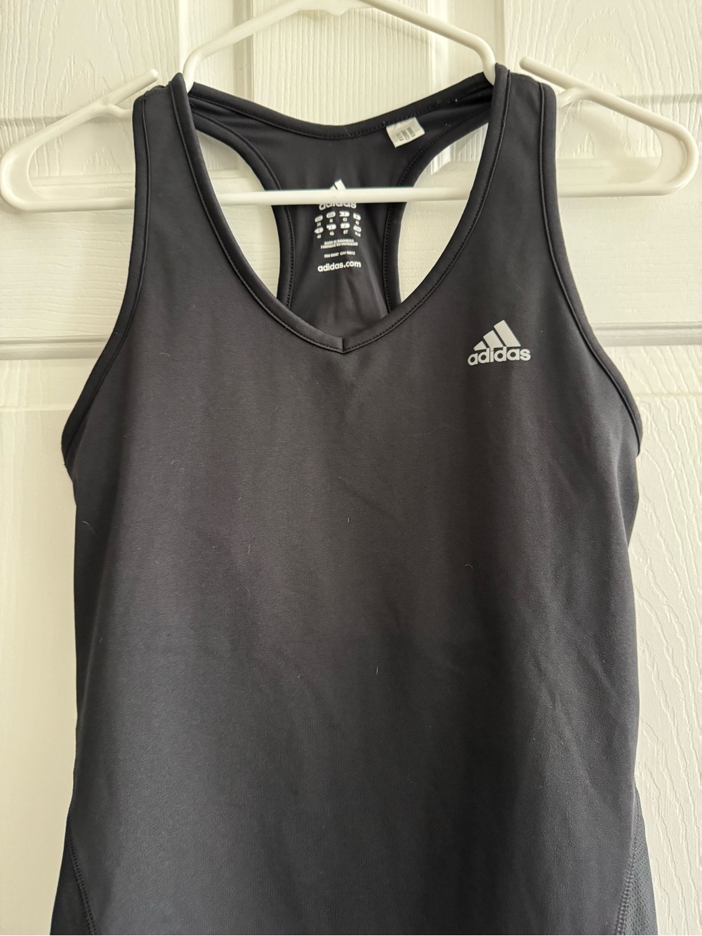 adidas Black Racerback Tank with White Stripes - Picture 3 of 5
